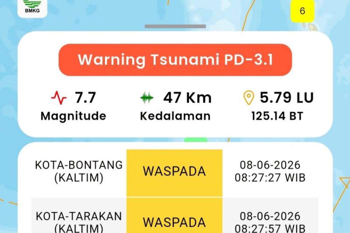 Gempa Magnitudo 7,7 Guncang Mindanao, Kota Tarakan Masuk Status Waspada Tsunami