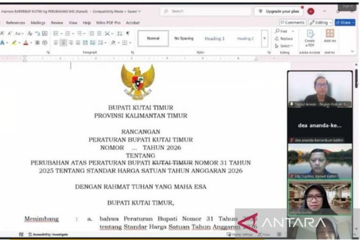 Kanwil Kemenkum Kaltim Harmonisasi 3 Regulasi Keuangan Daerah Kutai Timur, Ini Rinciannya