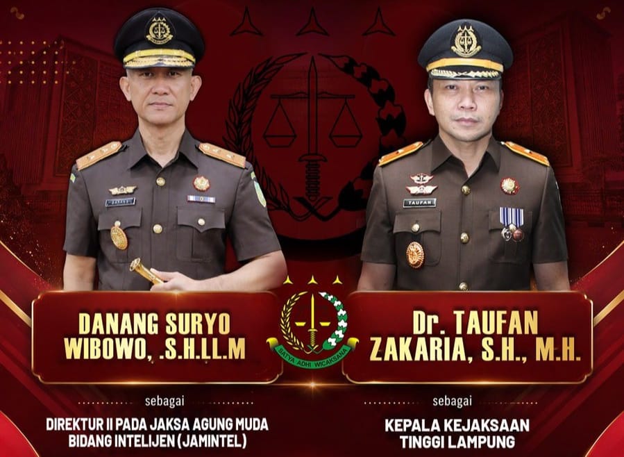 34 Pejabat Baru Kejaksaan Dilantik Jaksa Agung, Taufan Zakaria Resmi Pimpin Kejati Lampung