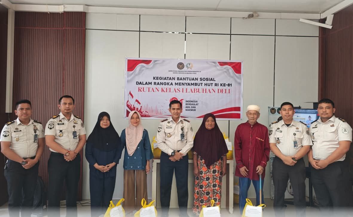 Rutan Kelas I Labuhan Deli Salurkan 30 Paket Bansos ke Masyarakat dan Keluarga WBP Jelang HUT ke-81 RI