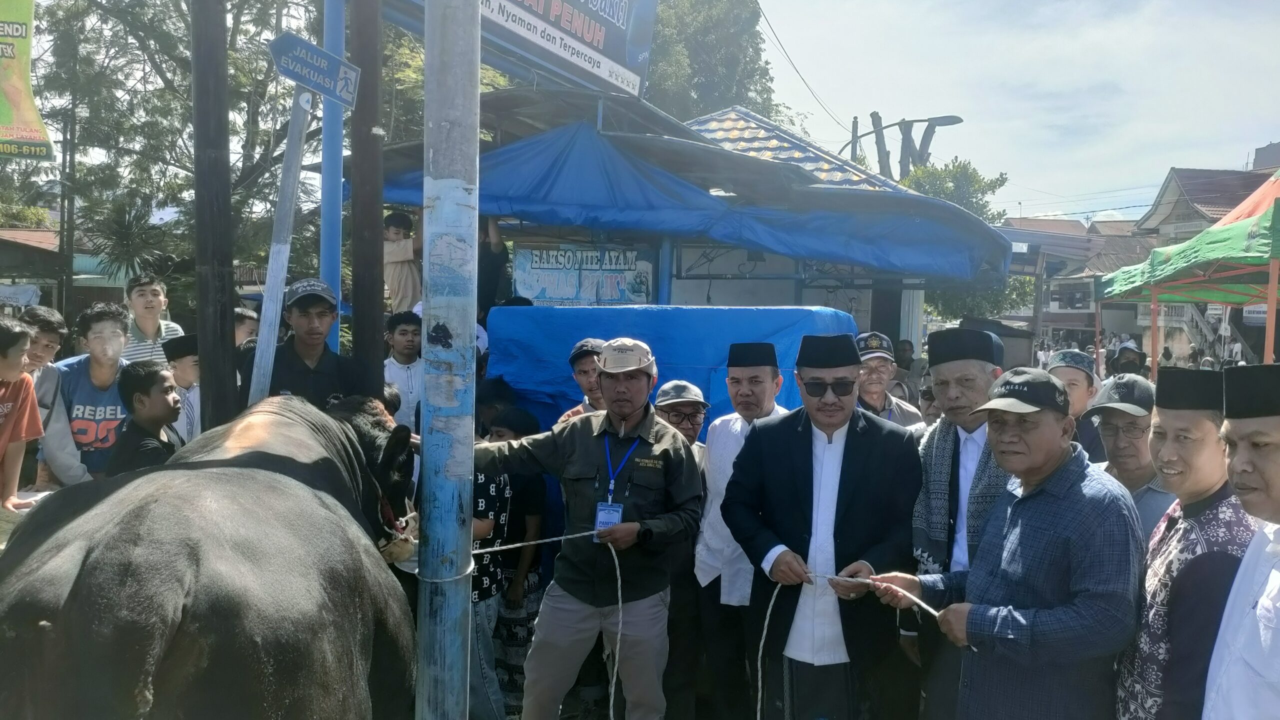 Sapi Kurban Bantuan Presiden Prabowo Berbobot 842 Kg di Sungai Penuh Disembelih Wali Kota, Jadi Tontonan Ratusan Warga