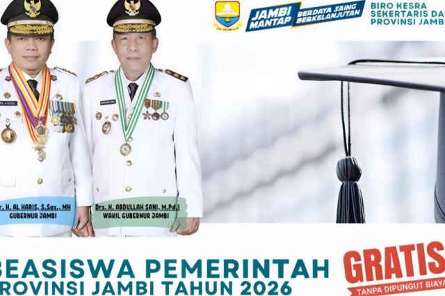 Pemprov Jambi Buka Beasiswa S1 2026 untuk Mahasiswa Kurang Mampu dan Berprestasi, Pendaftaran 2-11 Juni