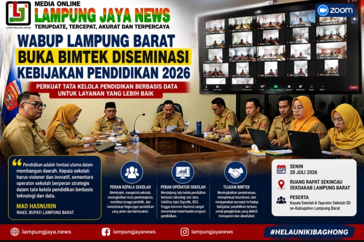 Wakil Bupati Lampung Barat Resmi Buka Bimtek Diseminasi Kebijakan Pendidikan 2026: Kepala Sekolah dan Operator SD Jadi Sasaran Utama