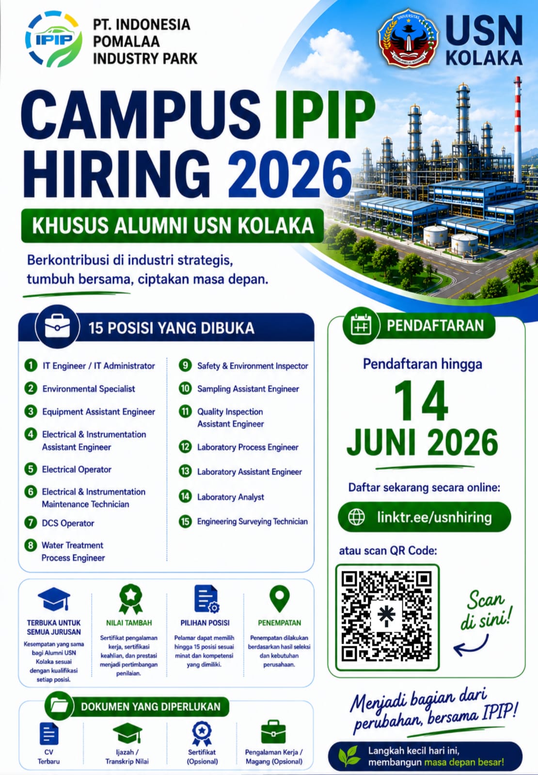 USN Kolaka dan PT IPIP Buka 15 Posisi Kerja untuk Alumni Lewat Campus Hiring 2026