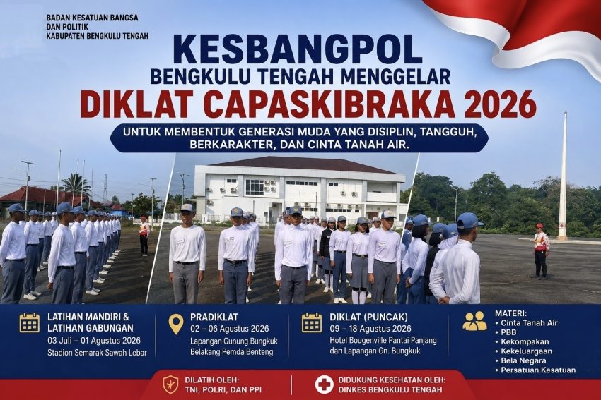Kesbangpol Bengkulu Tengah Buka Diklat Capaskibraka 2026, Ini Tahapan dan Materi Pembinaannya