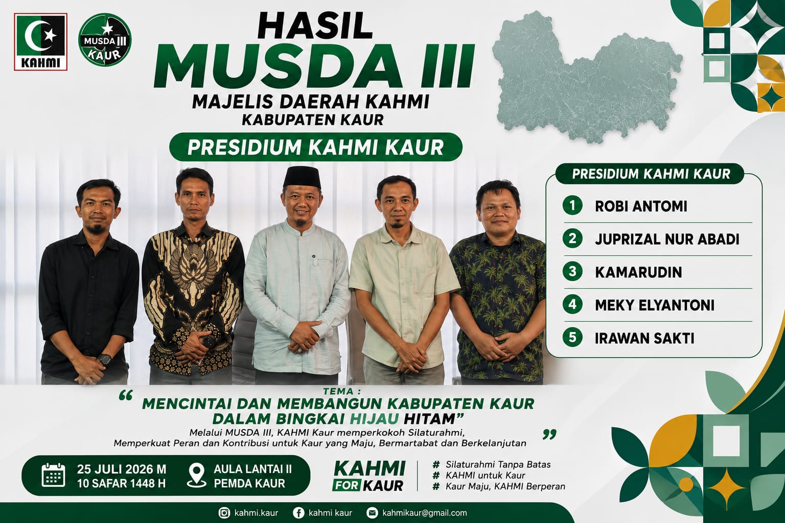 KAHMI Kabupaten Kaur Miliki Presidium Baru, Robi Antomi Koordinator Periode 2026–2031