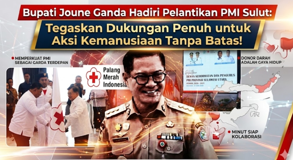 Bupati Minahasa Utara Joune Ganda Hadiri Pelantikan PMI Sulut, Siapkan Kampanye Donor Darah Massal