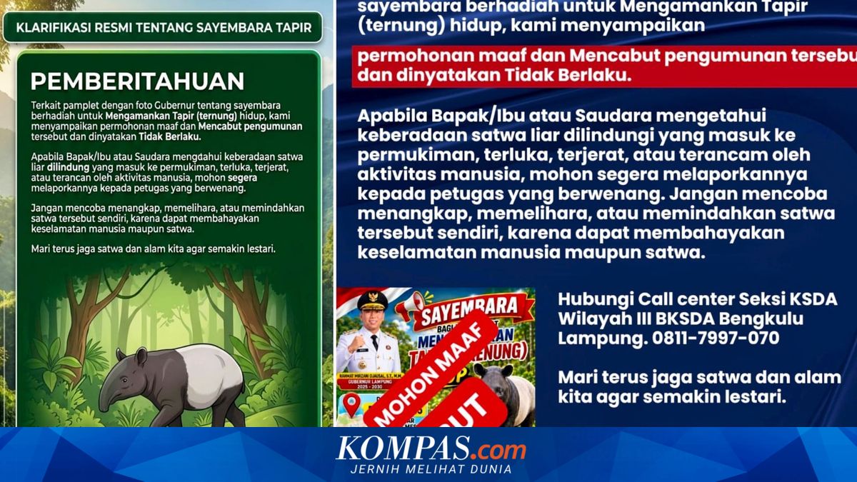 Pakar Hukum Lingkungan Kritik Sayembara Tangkap Tapir di Mesuji, Berpotensi Ubah Satwa Jadi Komoditas Ekonomi