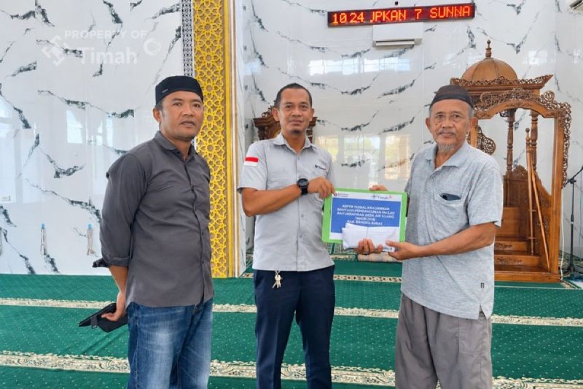 PT Timah Bantu Renovasi Masjid Baiturrahman di Bangka Barat, Warga Gotong Royong Bangun Sejak 2023