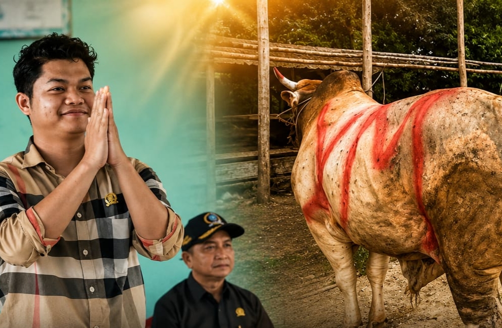 Politisi Gerindra Yogi Maulana Salurkan 5 Sapi Kurban ke Tiga Desa di Bangka Selatan, Dua Berbobot 1 Ton