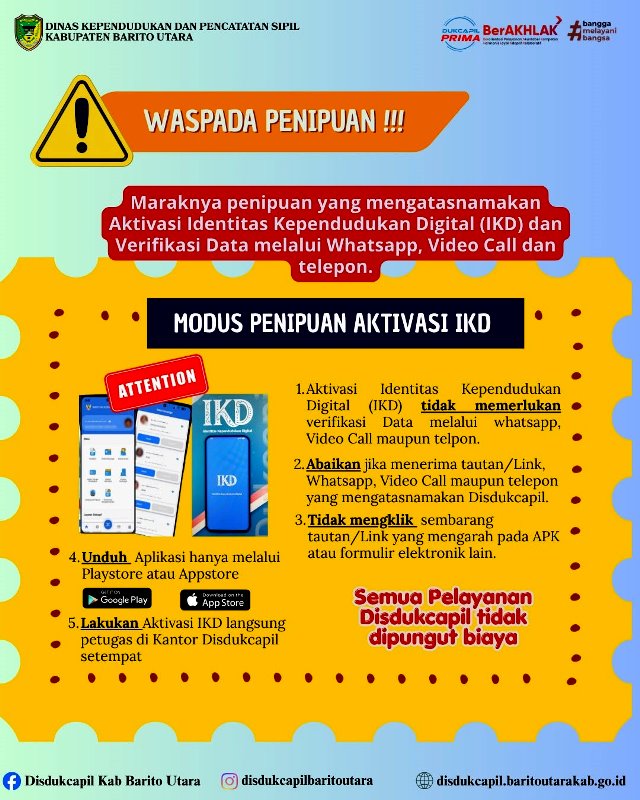 Disdukcapil Barito Utara Buka Suara soal Modus Penipuan Aktivasi IKD via WhatsApp dan Video Call, Ini Imbauannya