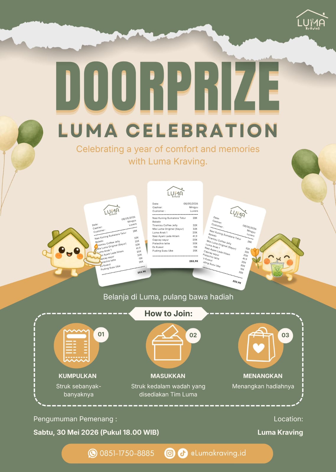 Luma Kraving Rayakan Satu Tahun Usaha, Pelanggan Cukup Kumpulkan Struk Belanja untuk Ikut Doorprize