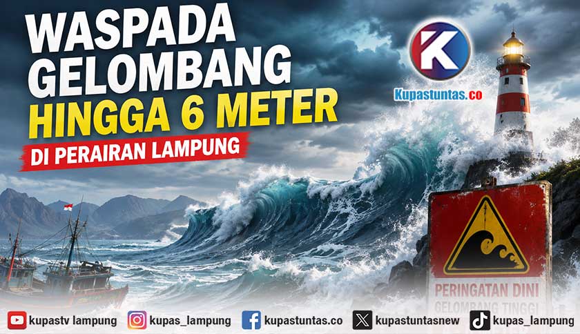 BMKG Keluarkan Peringatan Gelombang 6 Meter di Samudra Hindia Barat Lampung, Nelayan Diminta Tunda Melaut