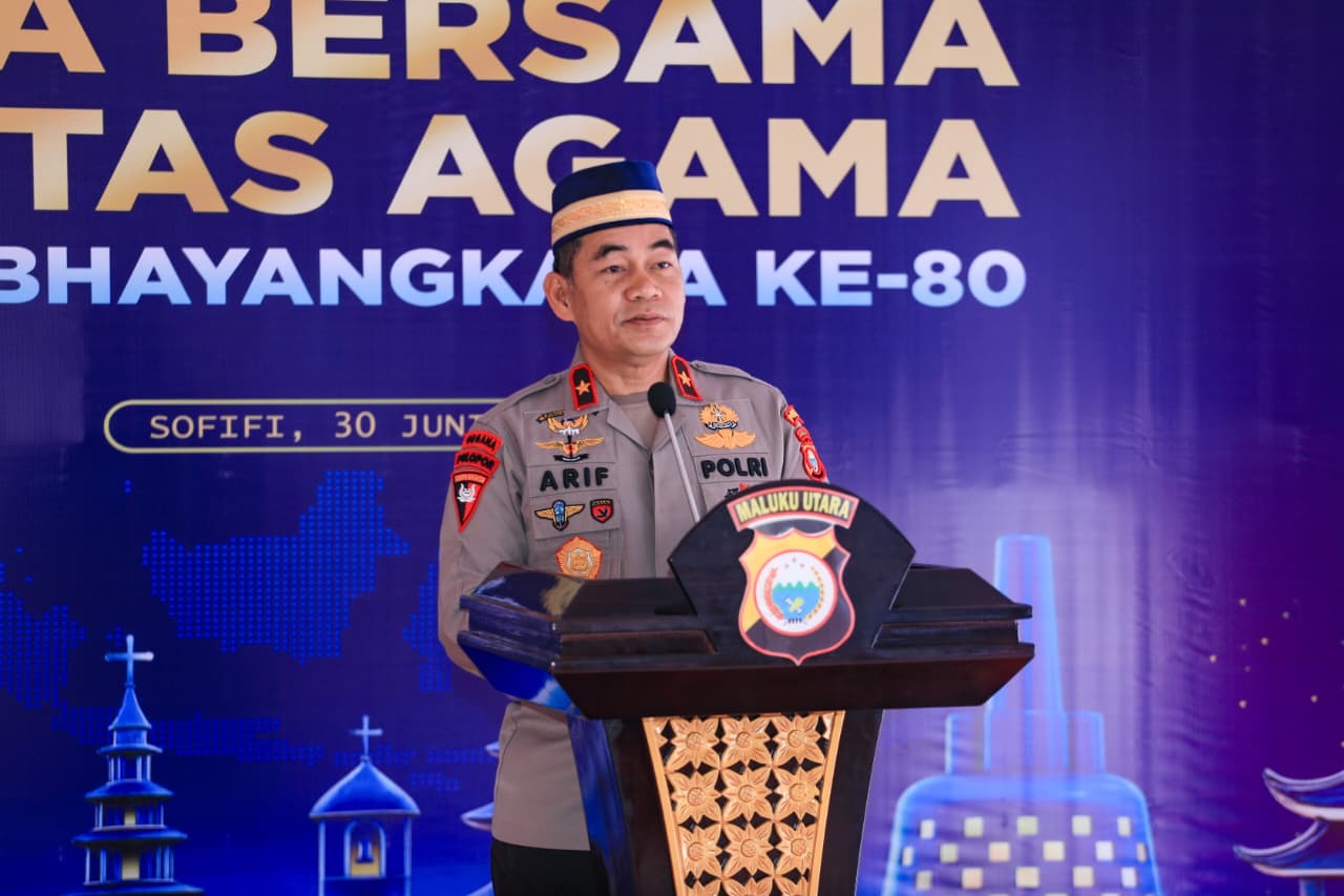 Polda Maluku Utara Gelar Doa Bersama Lintas Agama Jelang Hari Bhayangkara ke-80, Kapolda Ajak Jaga Toleransi ala Marimoi Ngone Futuru