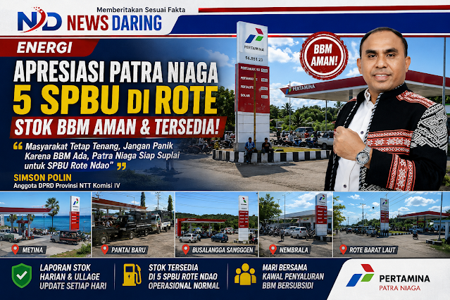 Legislator NTT Simson Polin Apresiasi Patra Niaga Jaga Pasokan BBM di 5 SPBU Rote Ndao, Stok Dipastikan Aman