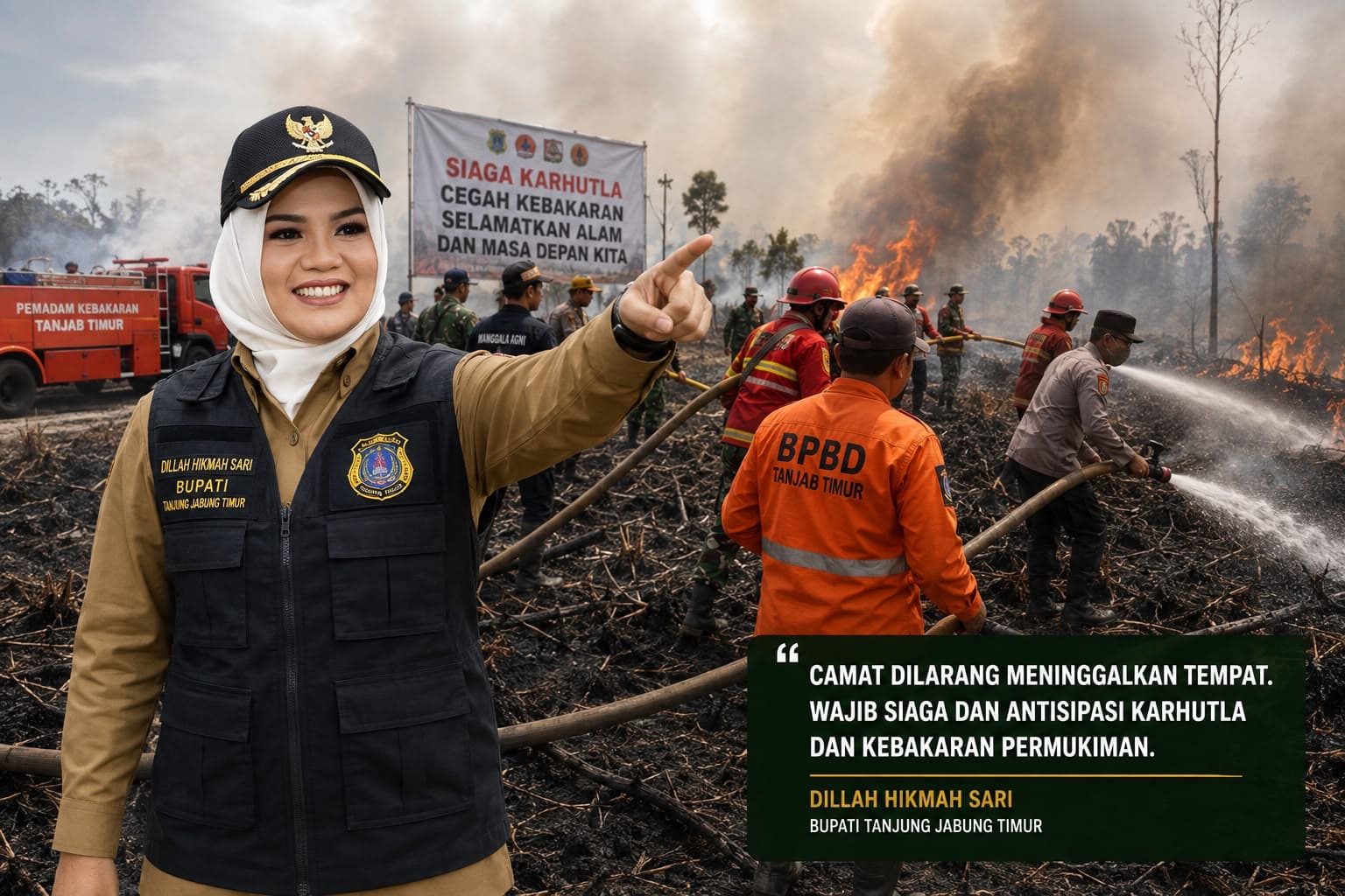 Bupati Tanjabtim Dillah Hikmah Sari Instruksikan Seluruh Camat Siaga Penuh Antisipasi Karhutla di 62 Persen Lahan Gambut