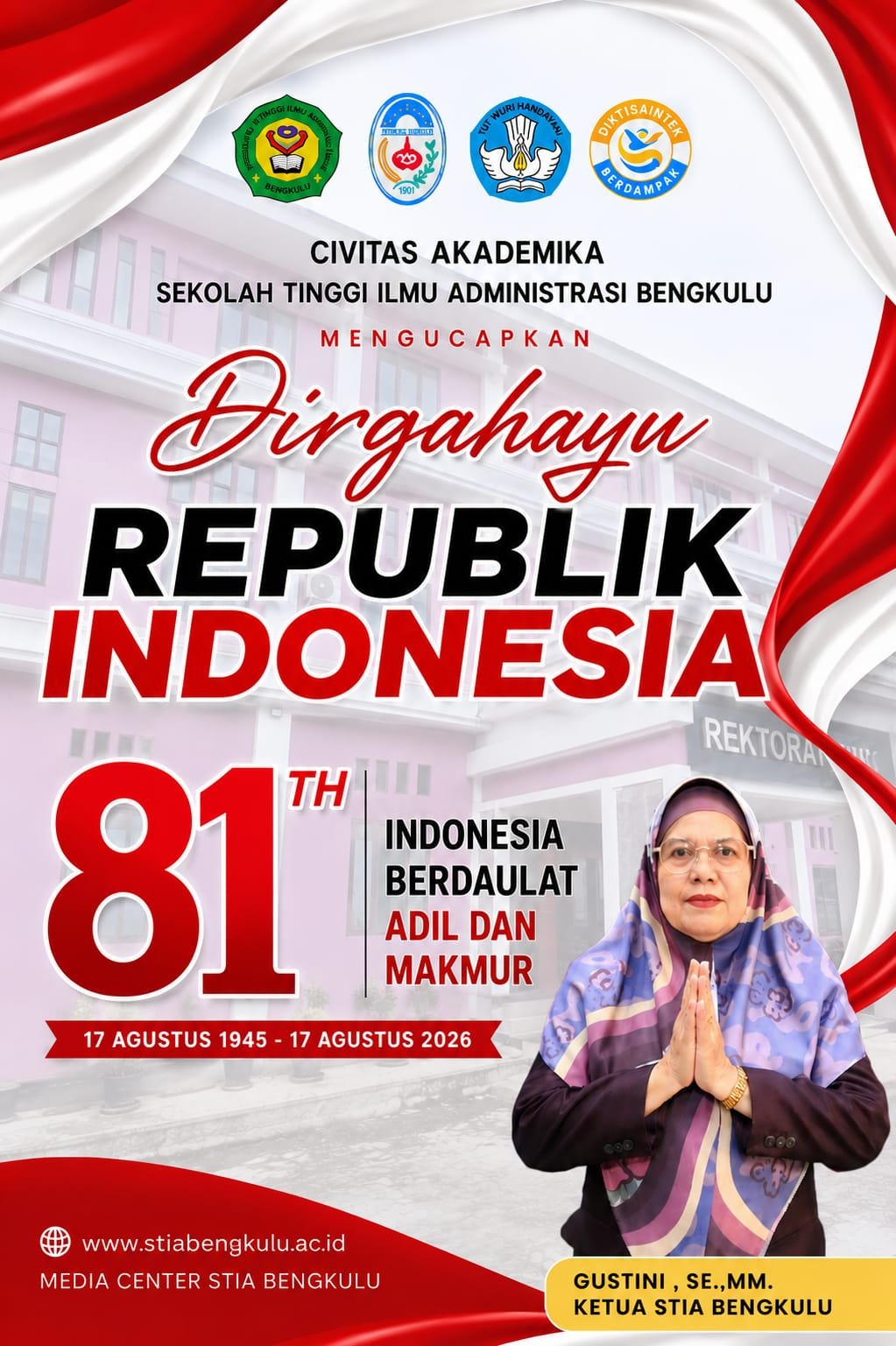 Ketua STIA Bengkulu Gustini Ajak Mahasiswa Isi Kemerdekaan dengan Pendidikan dan Inovasi di HUT ke-81 RI