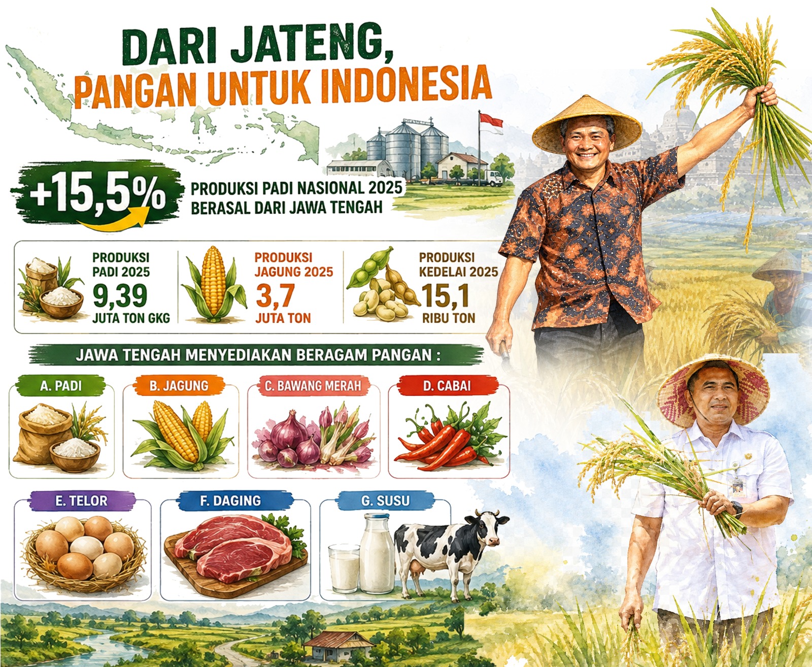 81 Tahun Jateng, Produksi Padi 9,39 Juta Ton dan Komitmen Jaga Lumbung Pangan Nasional