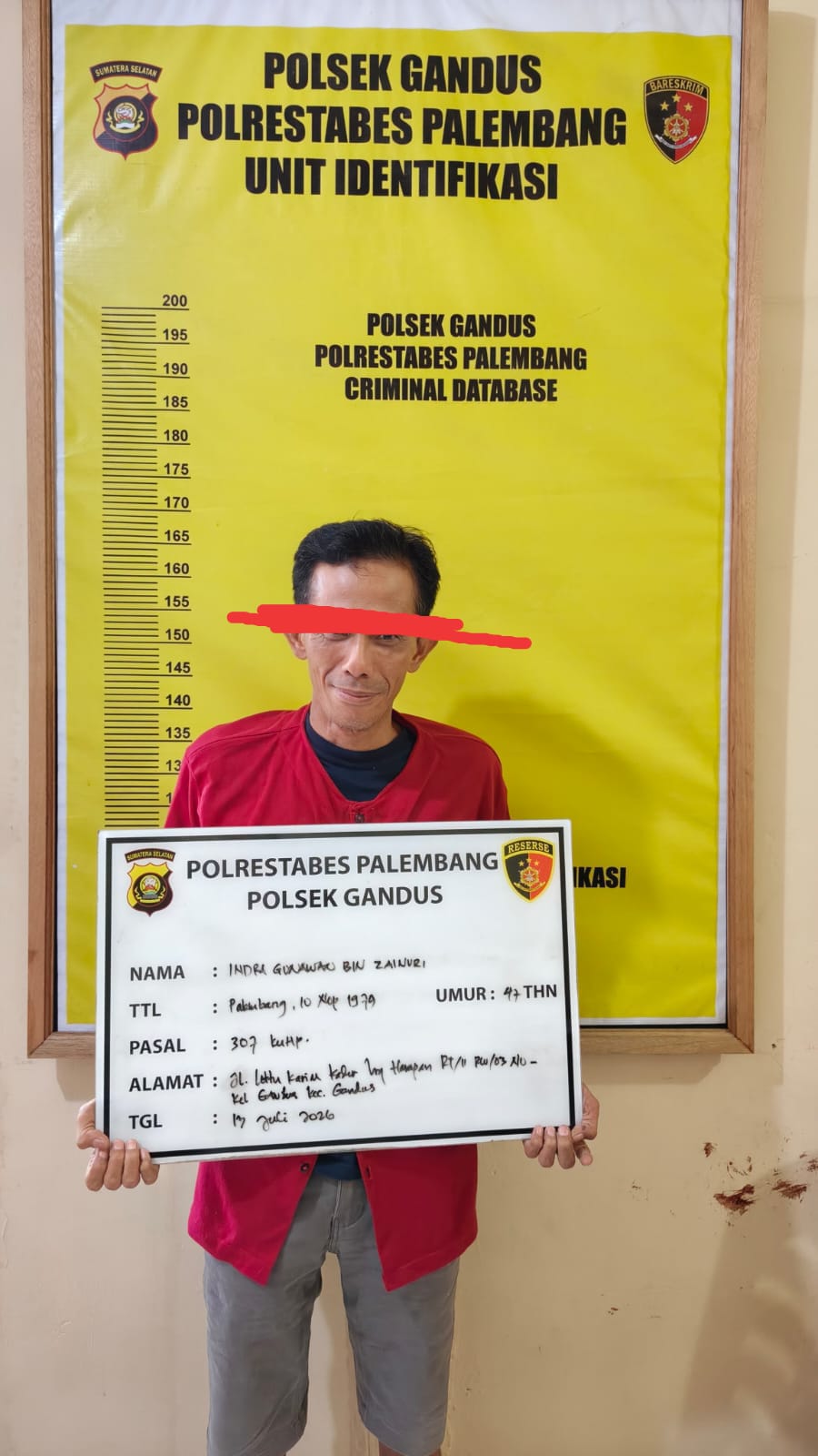 Polsek Gandus Amankan Indra Gunawan di Palembang Bawa Pisau 25 Cm Saat Patroli Malam, Terancam Pasal 307 KUHP Baru