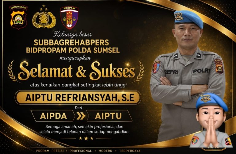 1.465 Personel Polda Sumsel Naik Pangkat di Hari Bhayangkara ke-80, 12 Diantaranya dari Bidpropam