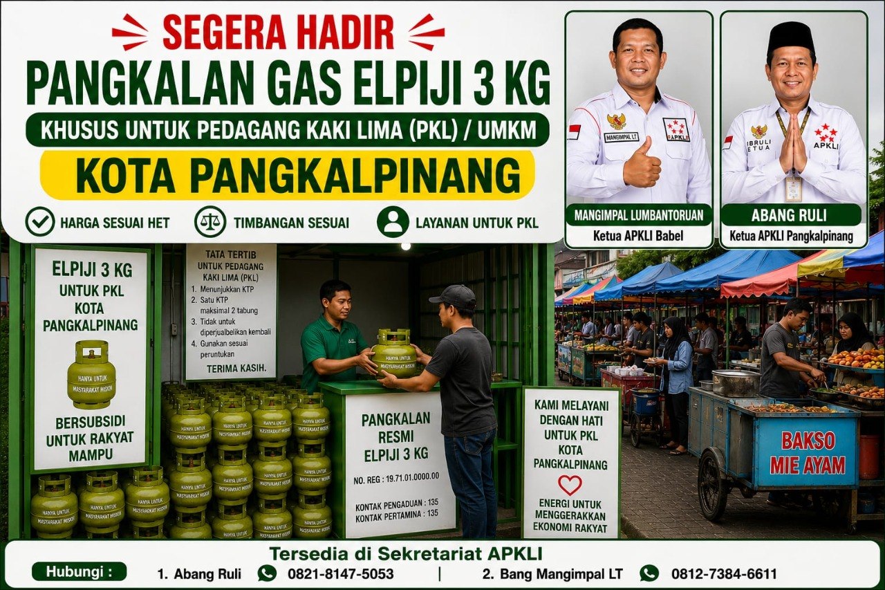 PKL Pangkalpinang Segera Punya Pangkalan Gas 3 Kg Khusus di Gerunggang