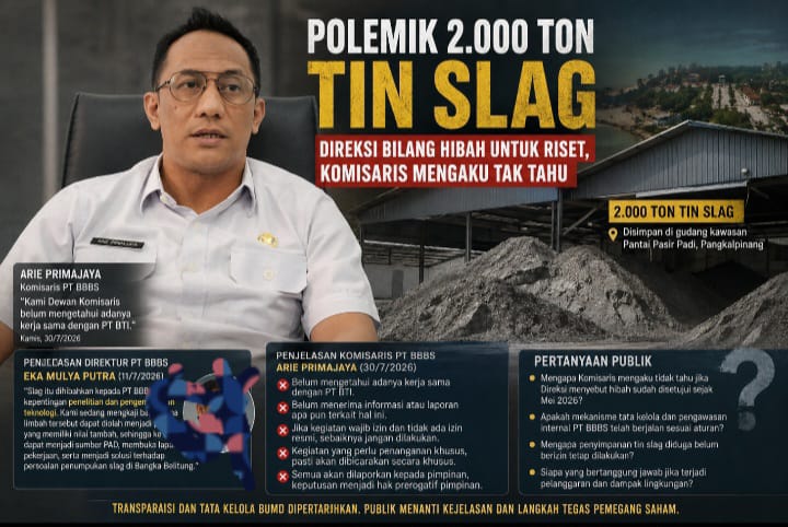 Dewan Komisaris PT BBBS Babel Akui Tak Tahu Soal 2.000 Ton Tin Slag di Pantai Pasir Padi, Ini Kata Direksi
