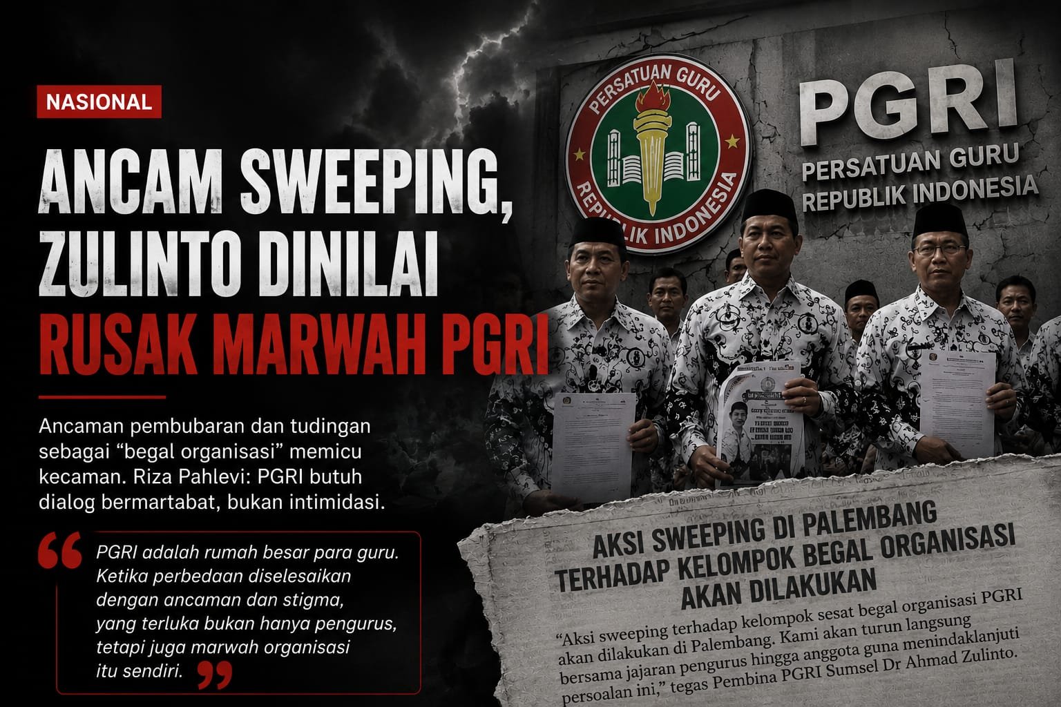 Pembina PGRI Sumsel Ancam Sweeping Kepengurusan, Pengamat Nilai Rusak Marwah Organisasi Guru di Palembang
