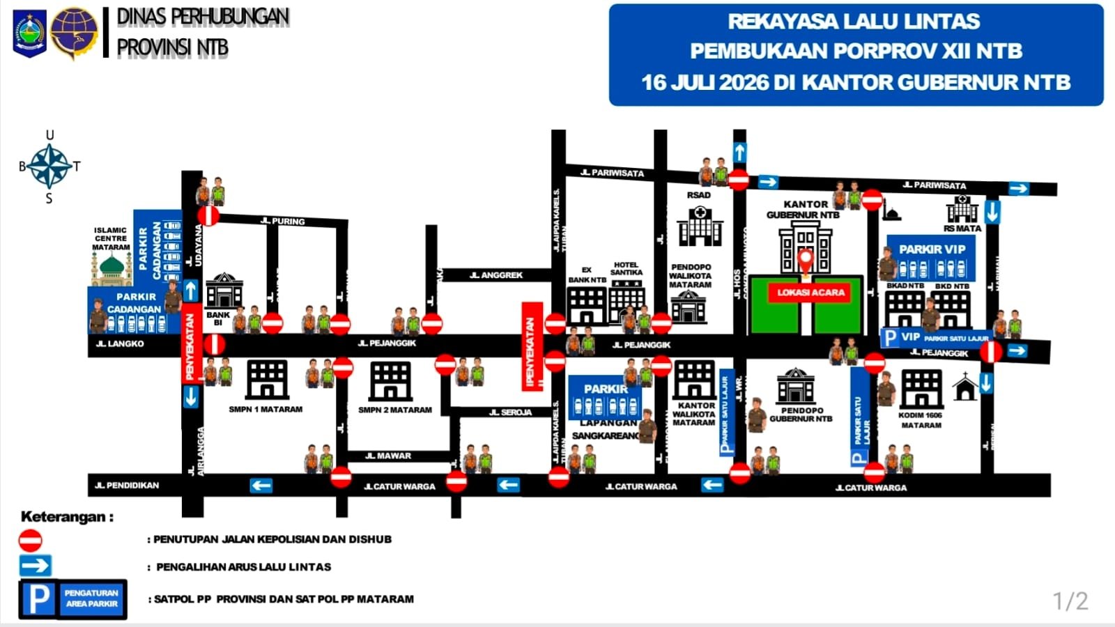 Parade Atlet PORPROV XII NTB di Mataram, Jalan Pejanggik Ditutup Mulai Siang Nanti, Ini Jalur Alternatifnya