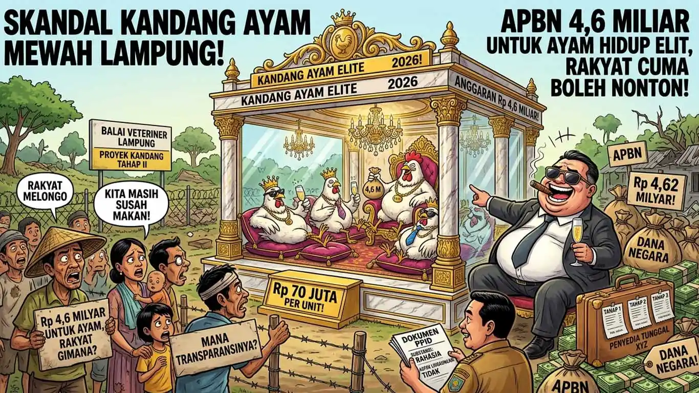 Anggaran Rp4,62 Miliar untuk 66 Kandang Ayam di Balai Veteriner Lampung: Satu Unit Rp70 Juta, Transparansi Dipertanyakan