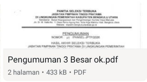 3 Besar Calon Kepala Dinas di Pemkab Bengkulu Utara 2026: Ada Nama yang Muncul di Dua OPD Sekaligus