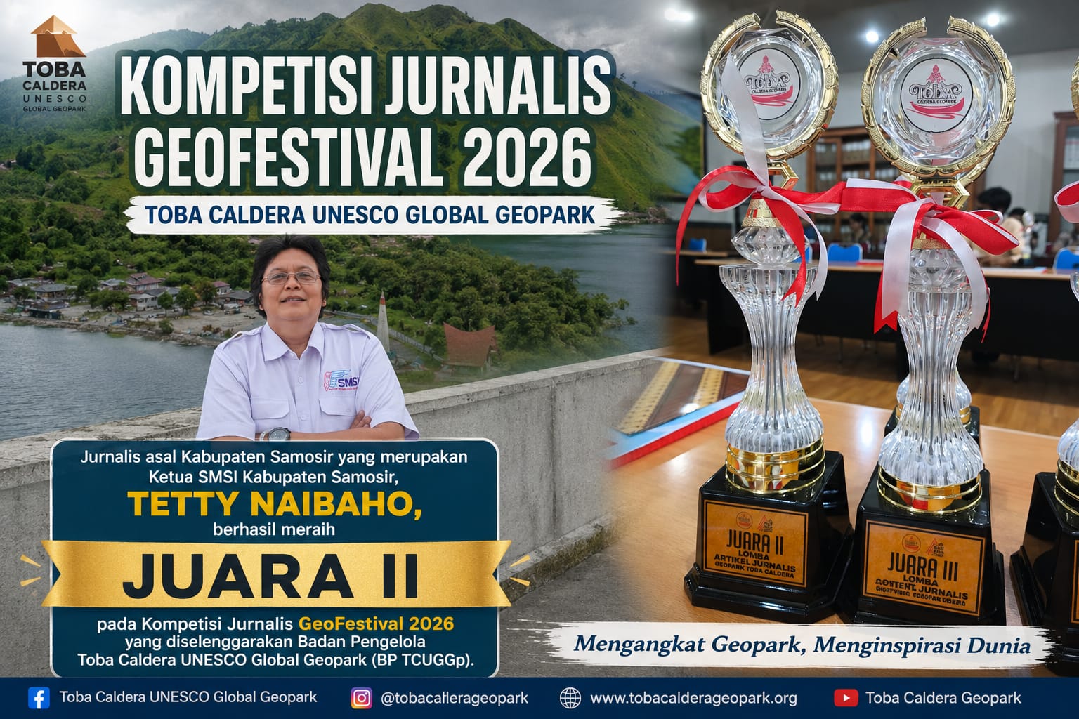 7 Kategori Lomba GeoFestival 2026 Dimenangkan Pelajar hingga Jurnalis, BP Toba Caldera Serahkan Piala di Medan