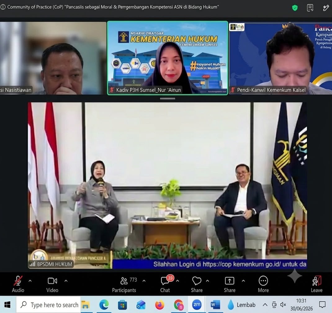 Kemenkum Sumsel Internaliasikan Nilai Pancasila untuk Perkuat Kompetensi dan Integritas ASN di Palembang