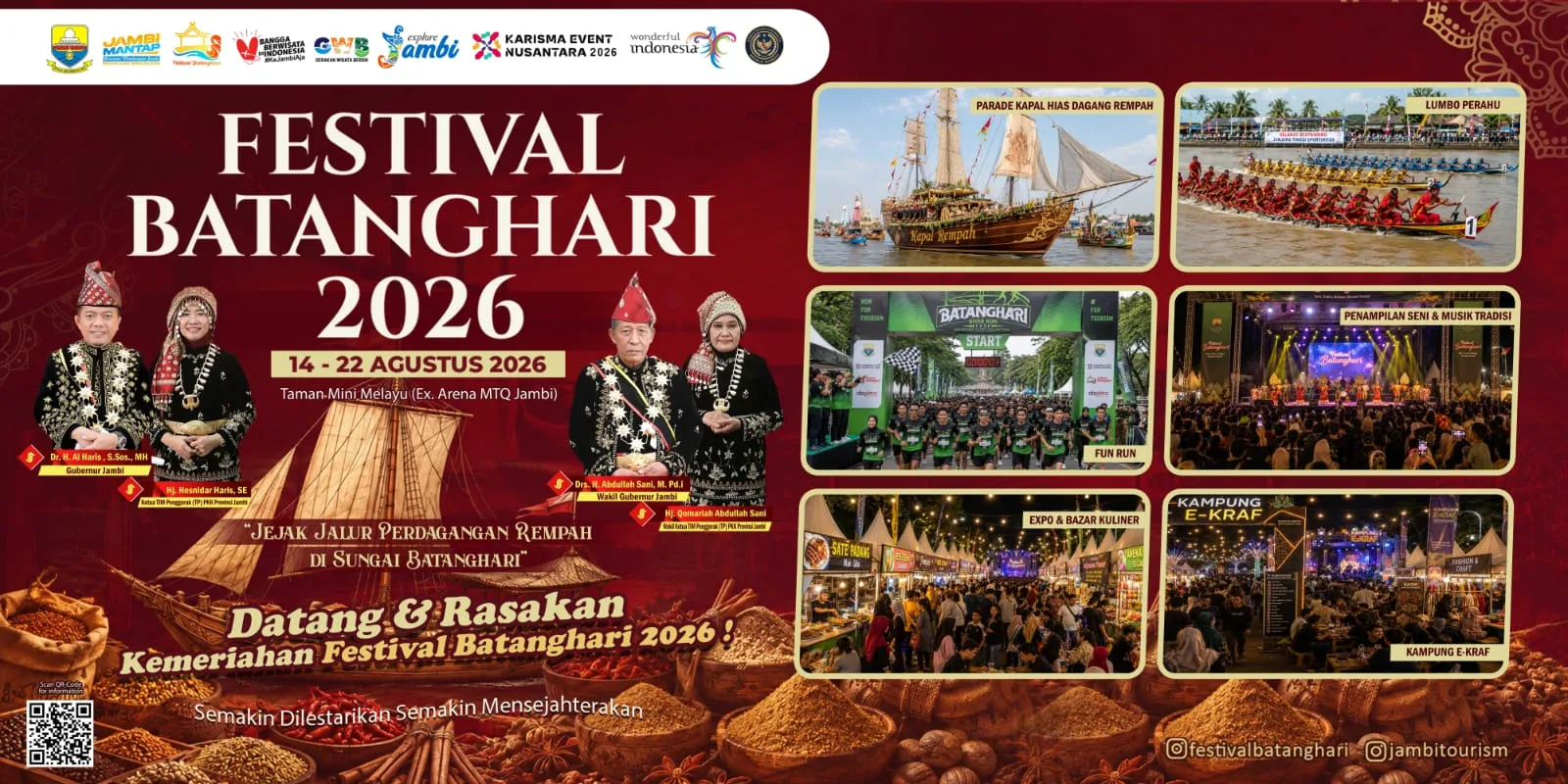 Festival Batanghari 2026 Siap Digelar 14-22 Agustus di Taman Mini Melayu, 12 Rangkaian Acara Usung Jejak Rempah