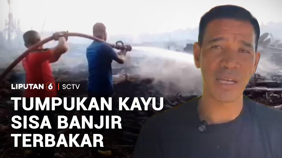 Tumpukan Kayu Gelondongan Sisa Banjir Bandang di Aceh Utara Hangus Terbakar, Bara Api Ancam Permukiman Warga