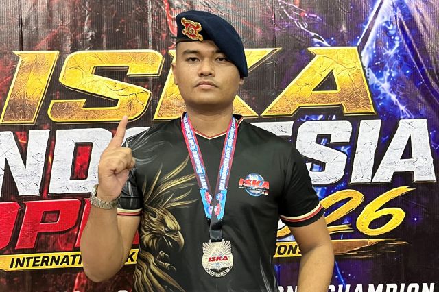 Atlet Kickboxing Polisi asal Jambi Bharada Billy Van Aziz Boston Raih Medali Perak di ISKA Indonesia Open 2026