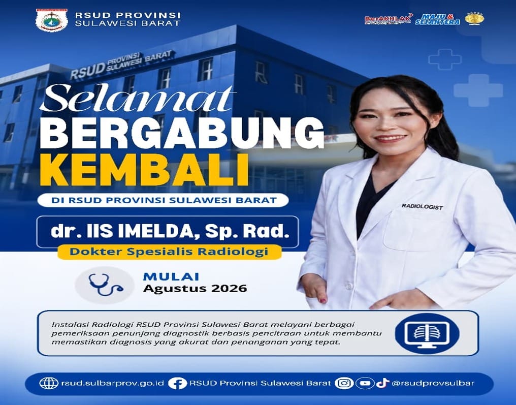 RSUD Sulawesi Barat Perkuat Layanan Radiologi, dr. Iis Imelda Kembali Bertugas di Mamuju
