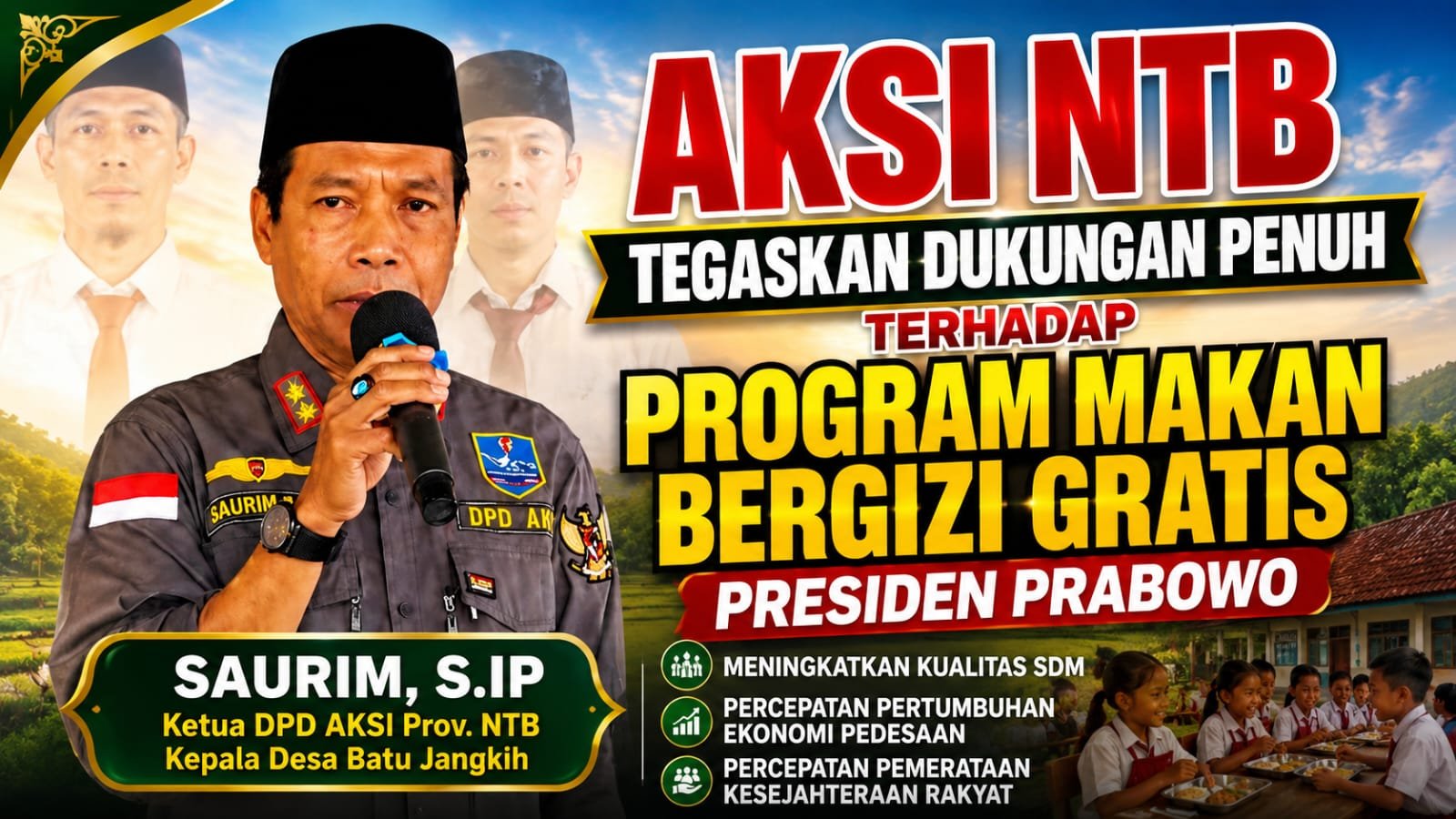DPD AKSI NTB Dukung Penuh Program Makan Bergizi Gratis Presiden Prabowo, Targetkan Desa Terpencil