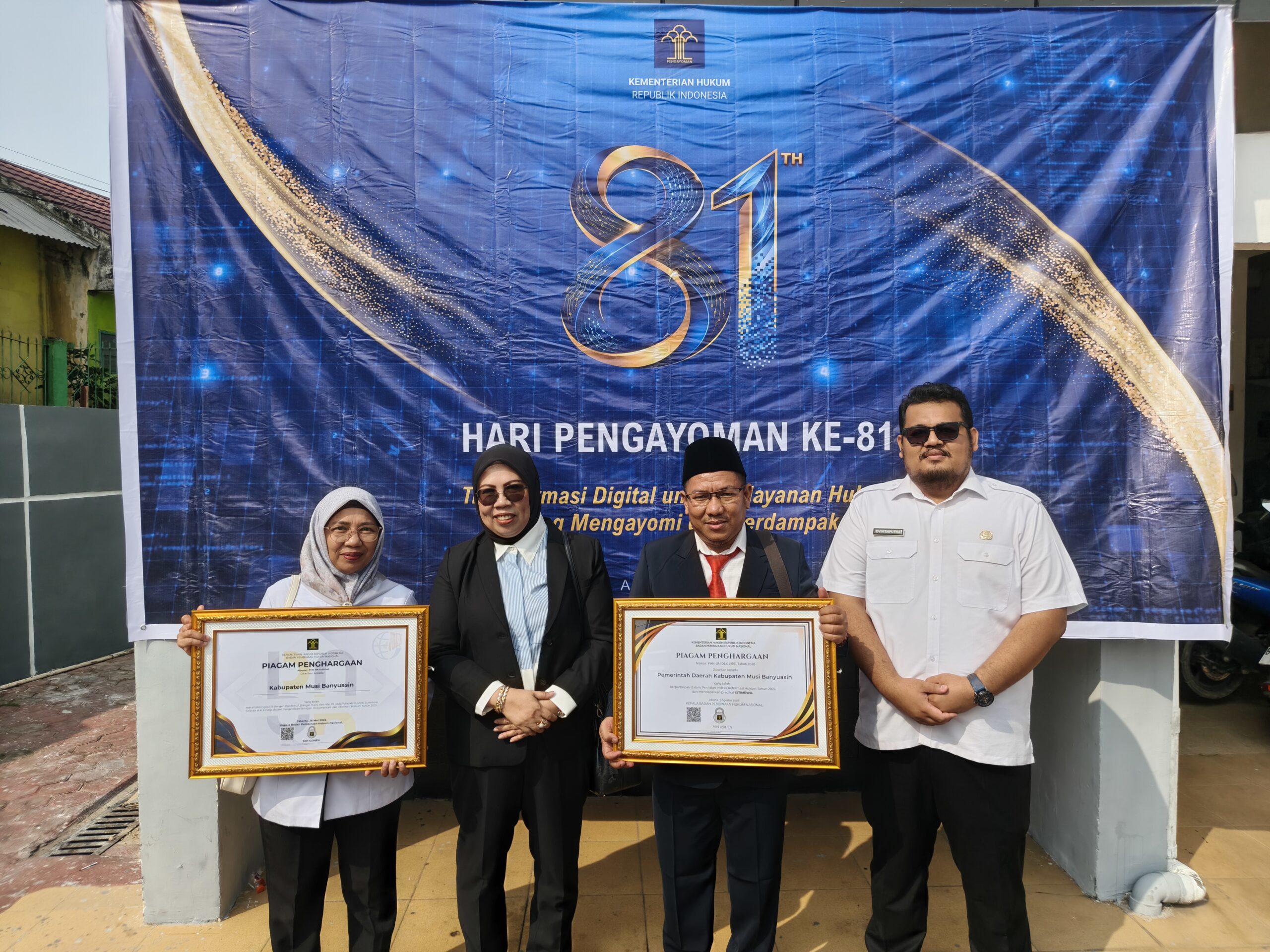 Pemkab Musi Banyuasin Raih Dua Penghargaan Hukum di Sumsel, Terbaik III JDIH dan Indeks Reformasi Hukum