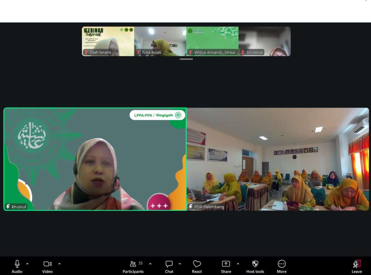 Dokumentasi Organisasi sebagai Syiar Dakwah, LPPA PWA Sumsel dan PDA Palembang Gelar Webinar bagi Seluruh PDA se-Sumatera Selatan