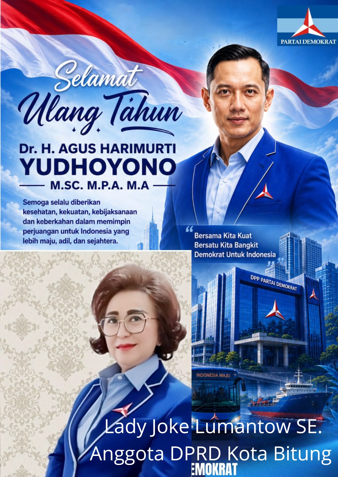 Lady Joke Lumantow Ucapkan Selamat HUT ke-48 untuk AHY, Demokrat Bitung Sebut Kepemimpinan yang Merangkul Kader
