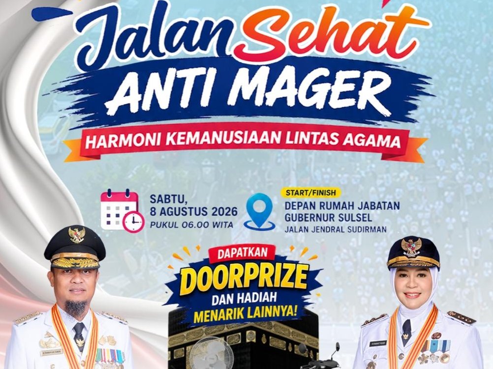 Jalan Sehat Anti Mager Lintas Agama di Makassar Digelar Besok, Hadiah Utama Umrah dan 30 UMKM Ikut Meramaikan