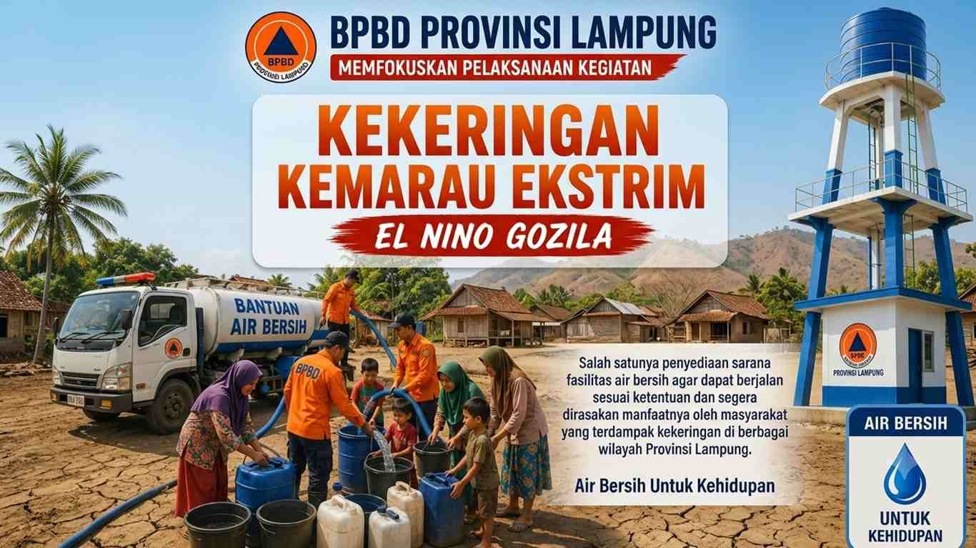 BPBD Lampung Siapkan Antisipasi El Nino Godzilla: Distribusi Air Bersih hingga Program Desa Tangguh Bencana