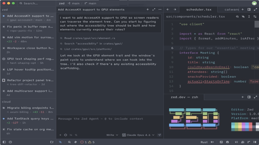 Zed, Editor Kode Revolusioner Berbasis Rust, Resmi Mencapai Versi 1.0
