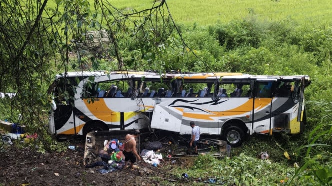 Bus Pariwisata Masuk Jurang di Toba Sumut, 50 Penumpang Luka Ringan