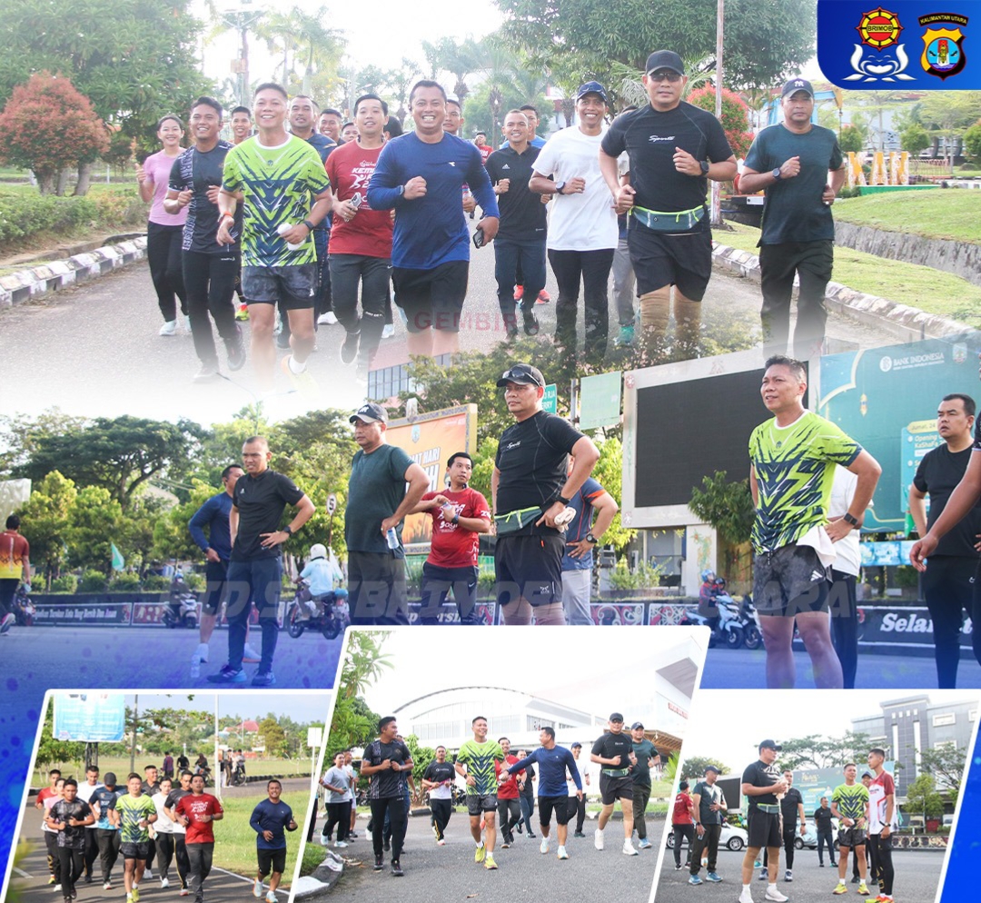 Kapolda Kaltara Olahraga Pagi Bersama Brimob di Bandara Juwata Tarakan