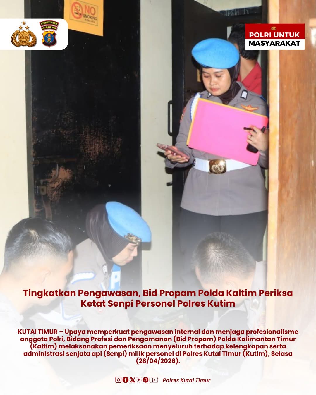 Polda Kaltim Periksa Ketat Senpi Personel Polres Kutai Timur