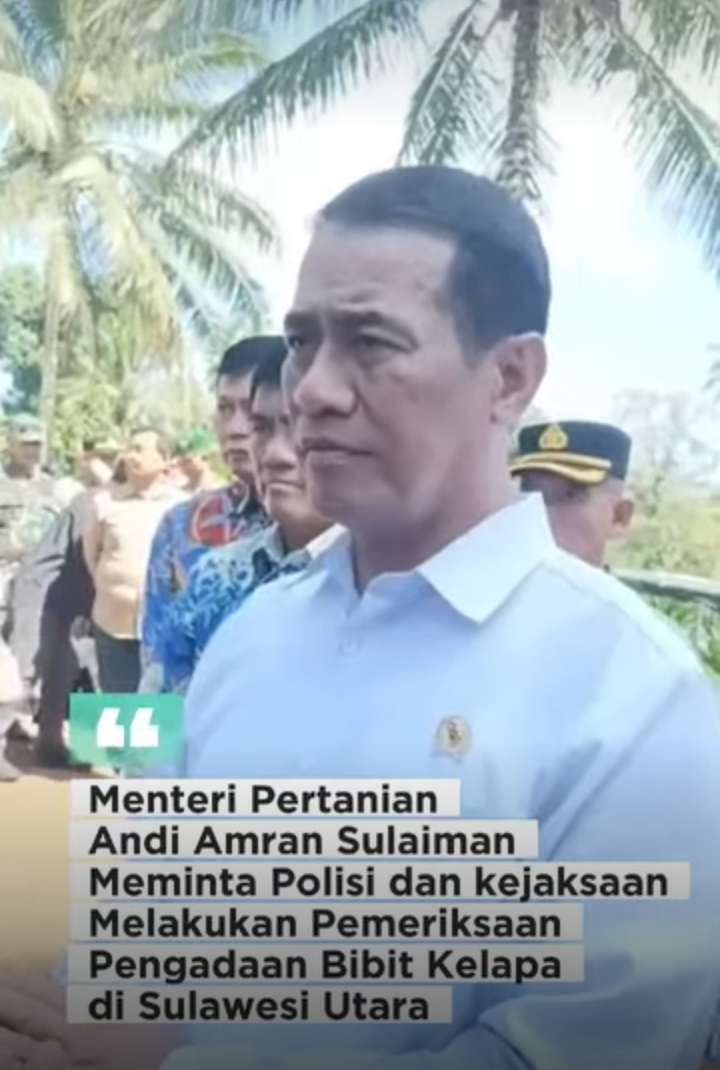 Mentan Tindak Tegas Kebun Bibit Kelapa Manado, 17 Ribu Unit Hilang