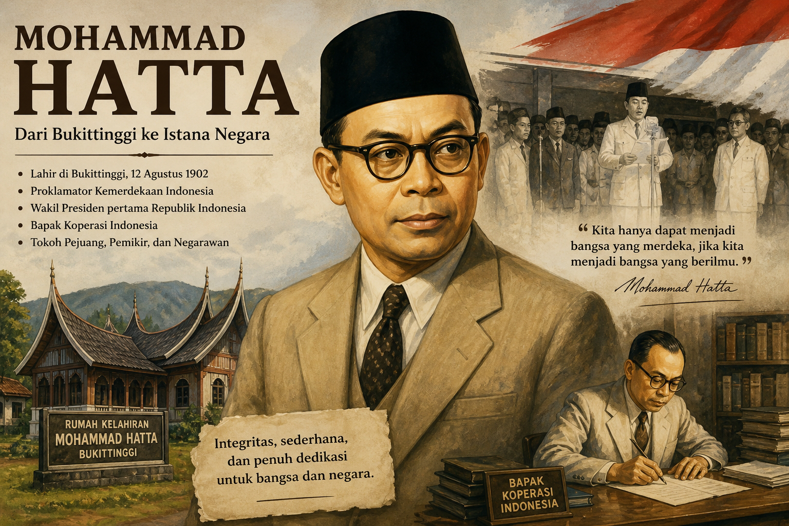 Mohammad Hatta: Kisah Kesederhanaan Sang Proklamator Asal Bukittinggi di Panggung Dunia