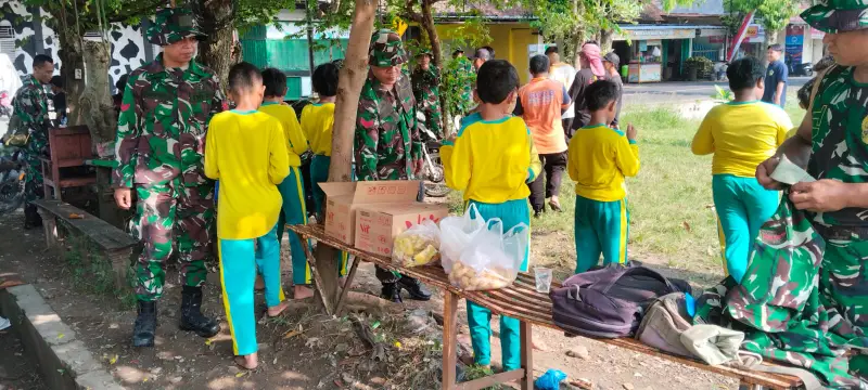 Kodim 0725 Sragen Libatkan Pelajar SD dalam Program TMMD di Plumbungan