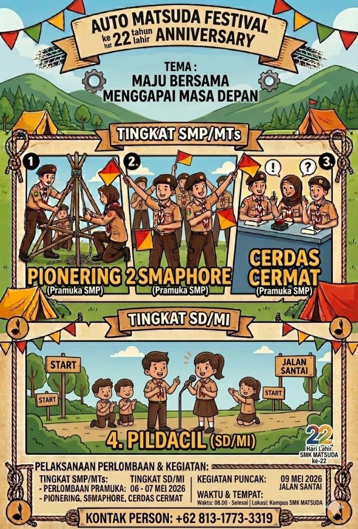SMK Auto Matsuda Kuningan Gelar Jalan Sehat Massal di Milangkala ke-22